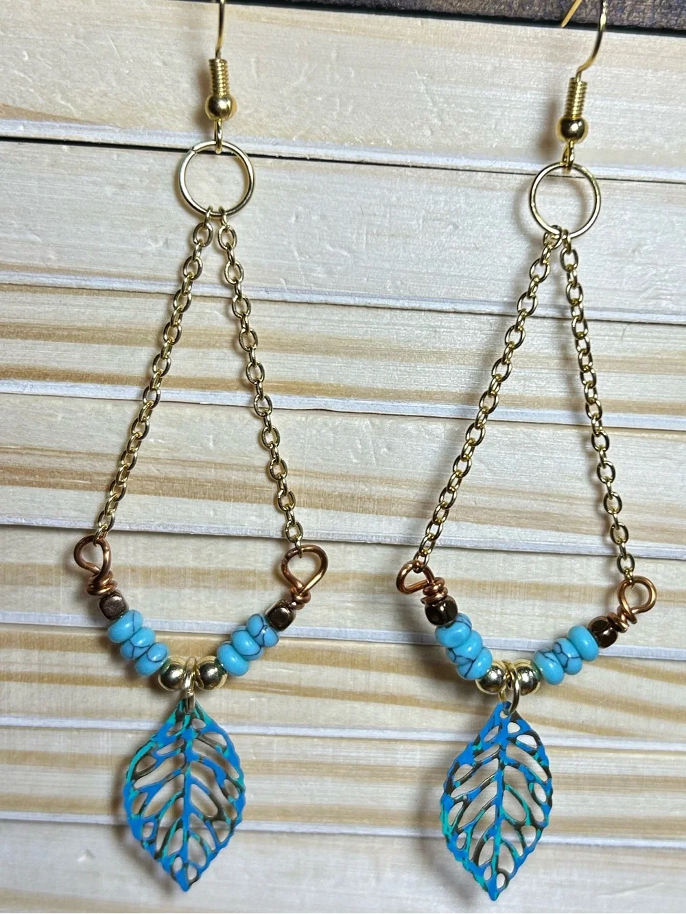 3/$25 Turquoise Leaf Drop Earrings
